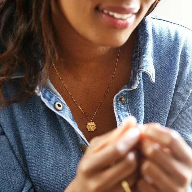 Zodiac Gold Pisces Coin Pendant Necklace